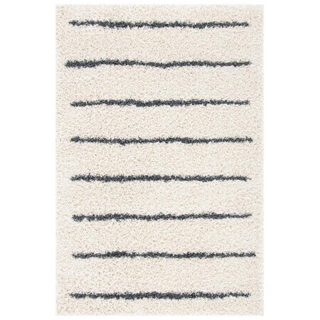 Safavieh 3 x 5 ft. Venus Shag 604B Power Loomed Rectangle Area Rug Ivory & Dark Grey VNS604B-3